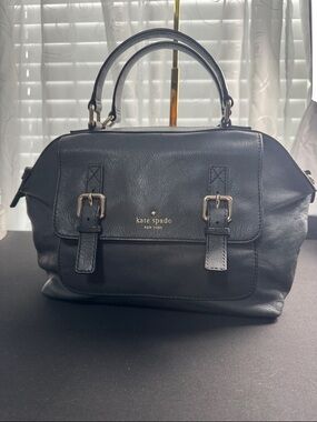 kate spade black leather buckle satchel